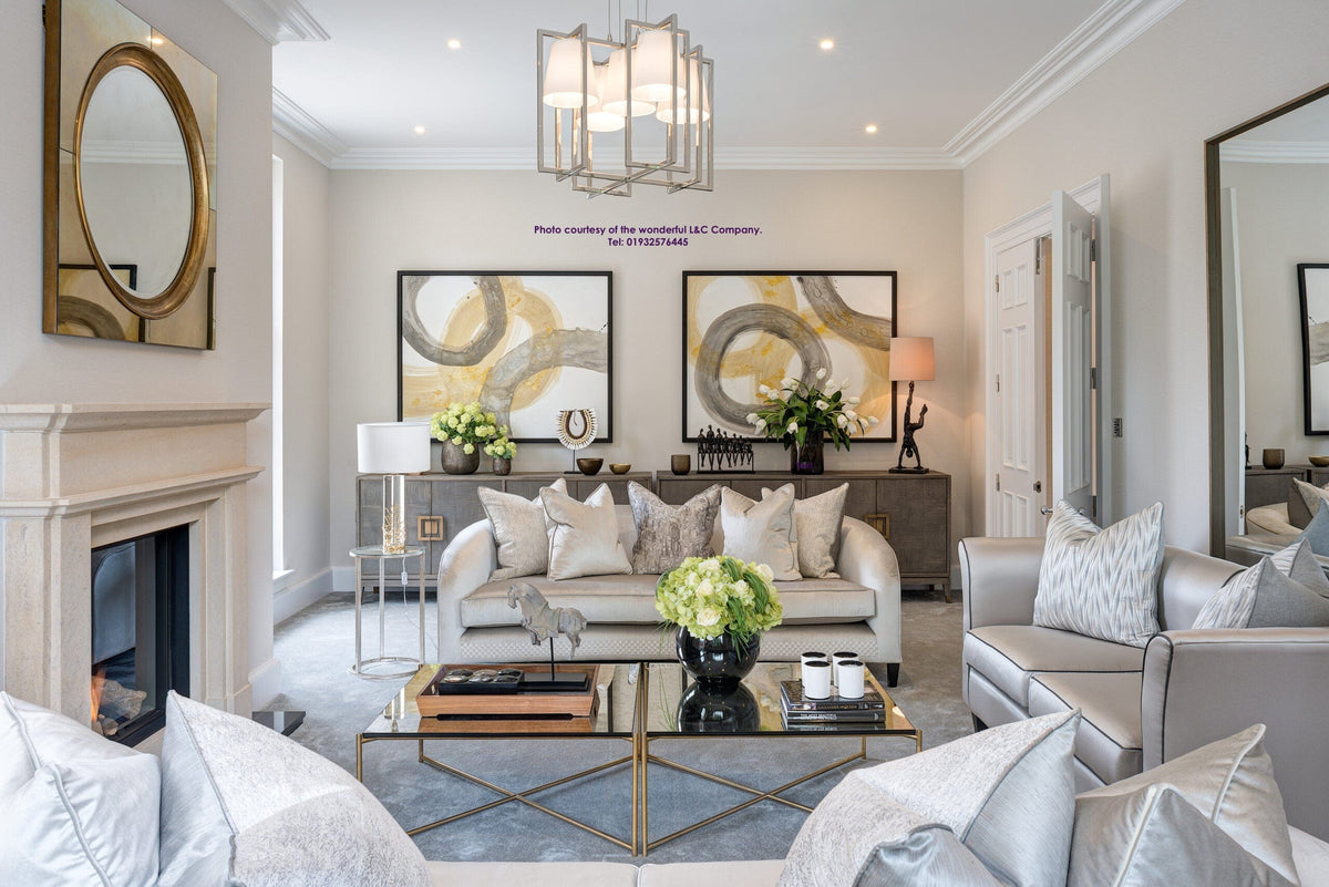 Eccotrading Design London Living Renmin Cabinet 4 Door Grey Oak House of Isabella UK