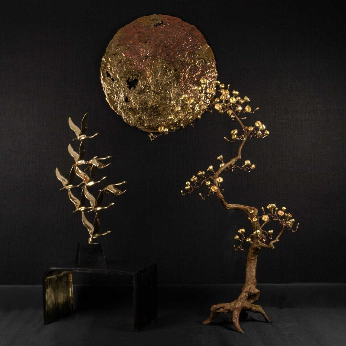 Ribbed Bronze Bench.