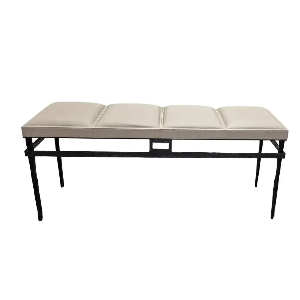 Wode Bronze Bench French Grey Leather.