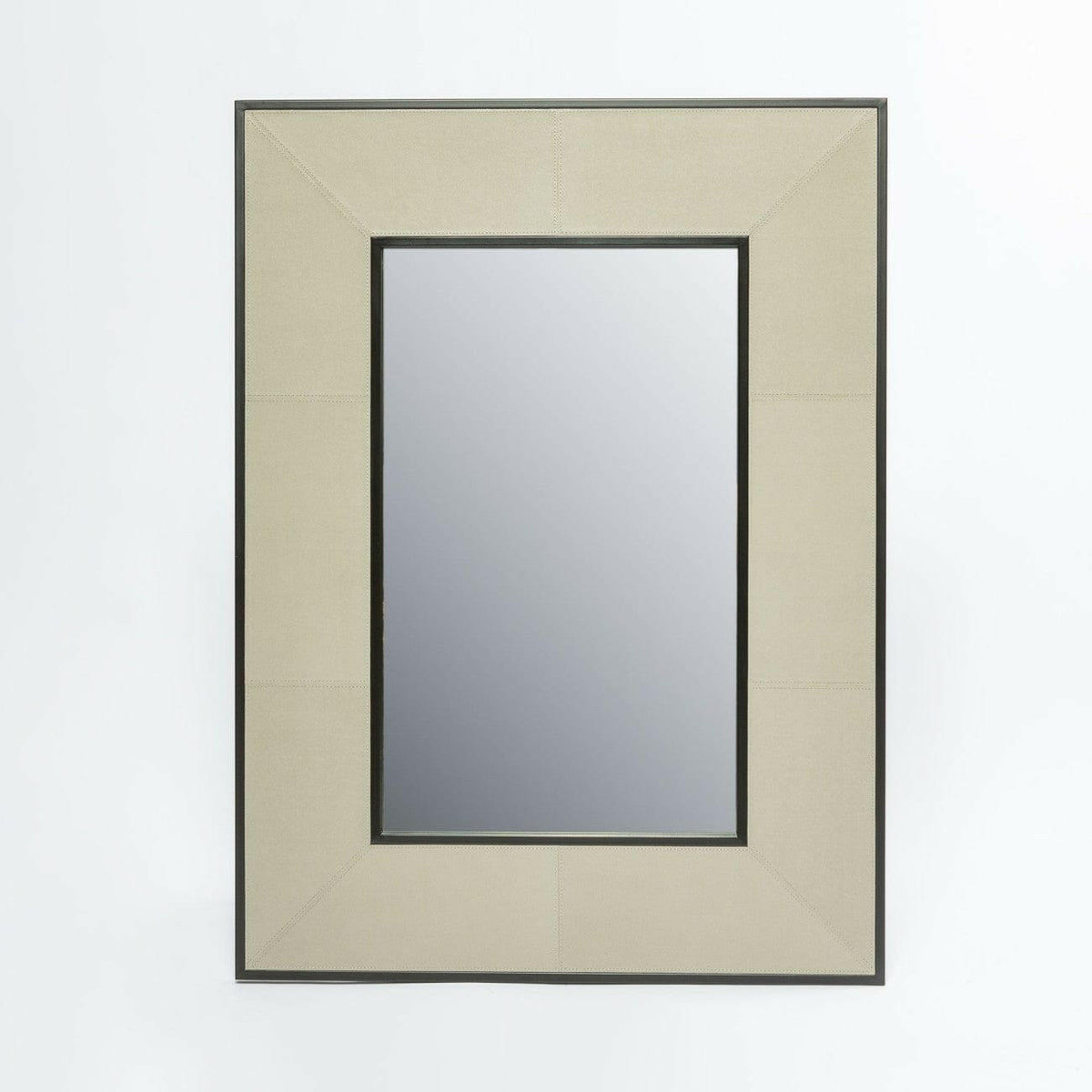Rectangle Mirror French Grey Leather.