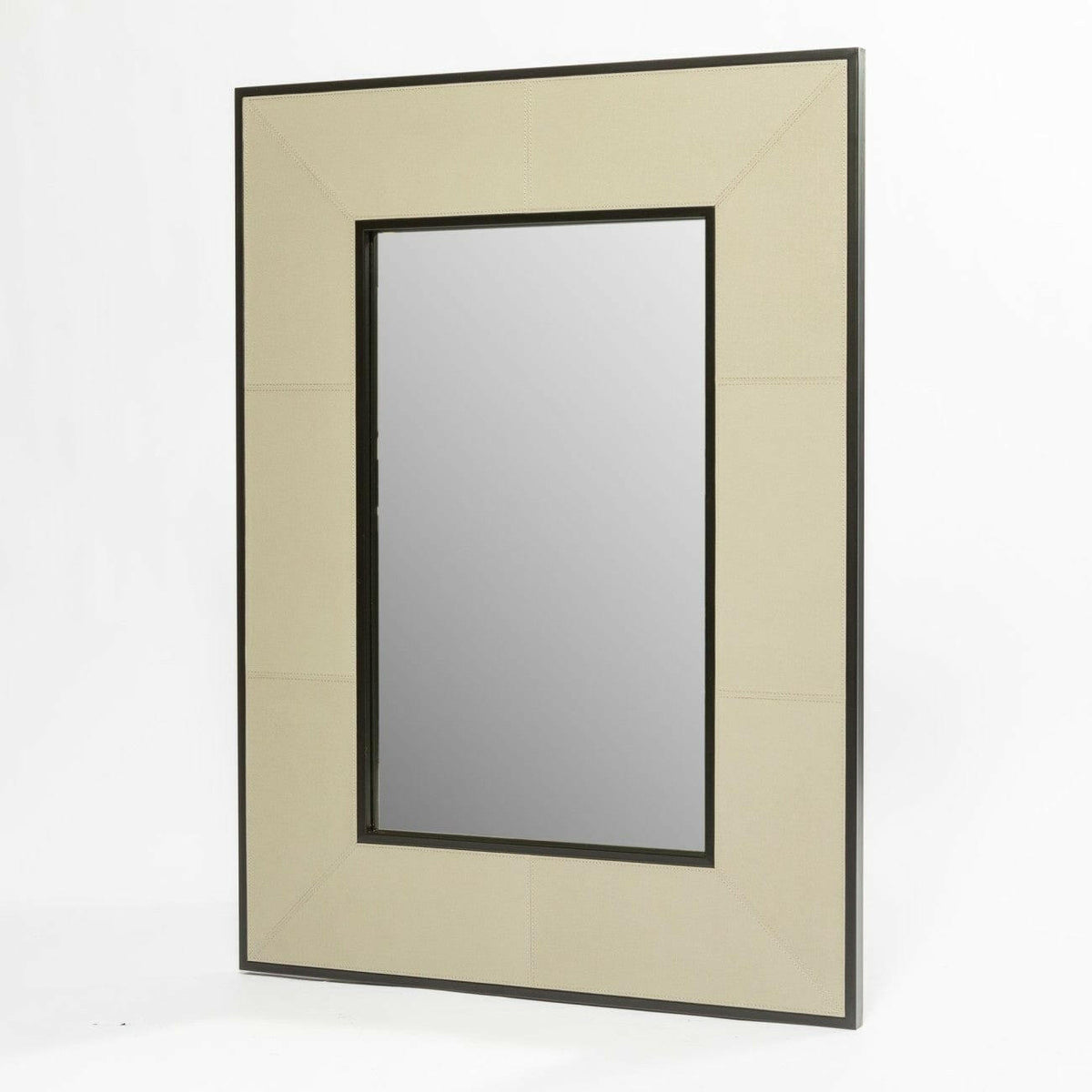 Rectangle Mirror French Grey Leather.