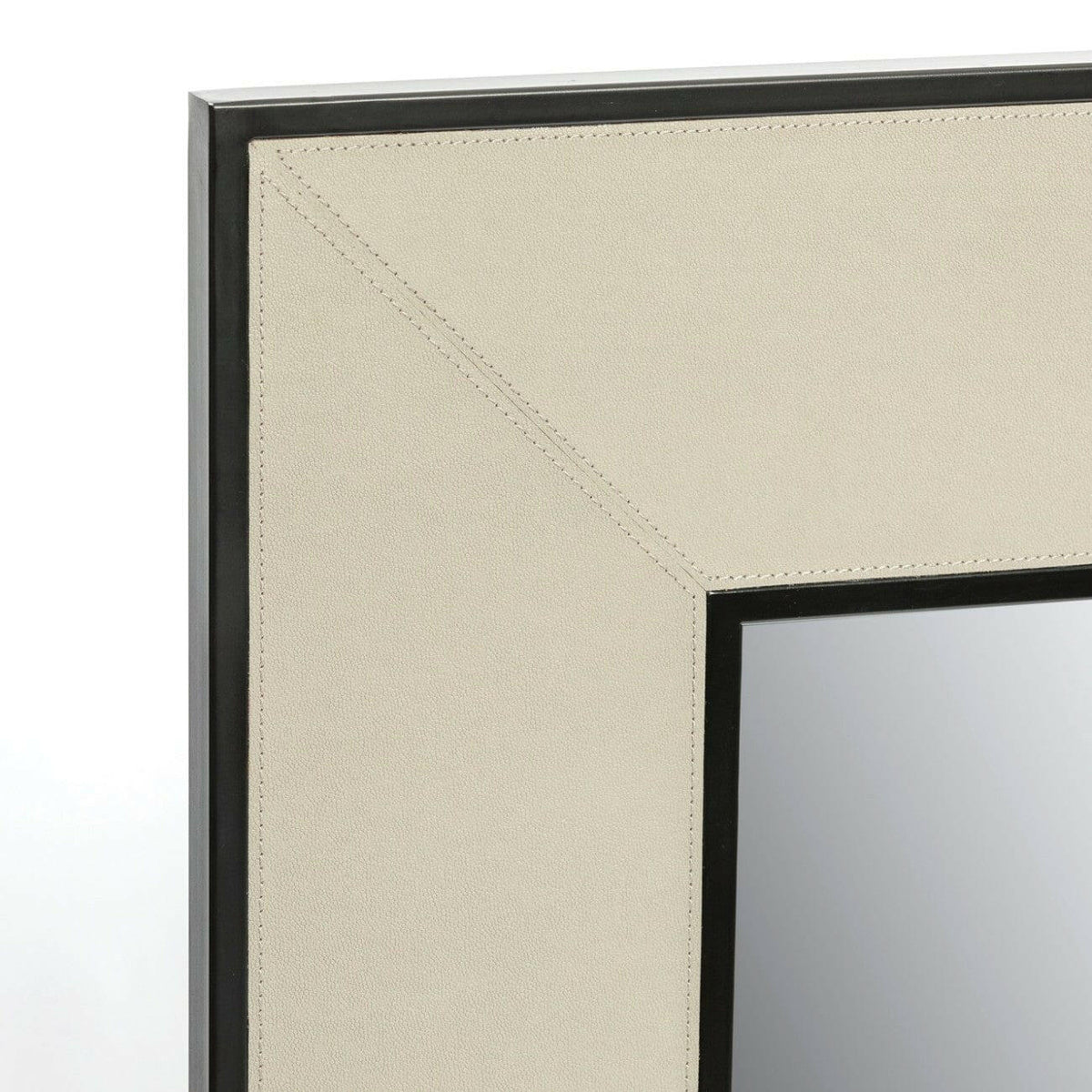 Rectangle Mirror French Grey Leather.