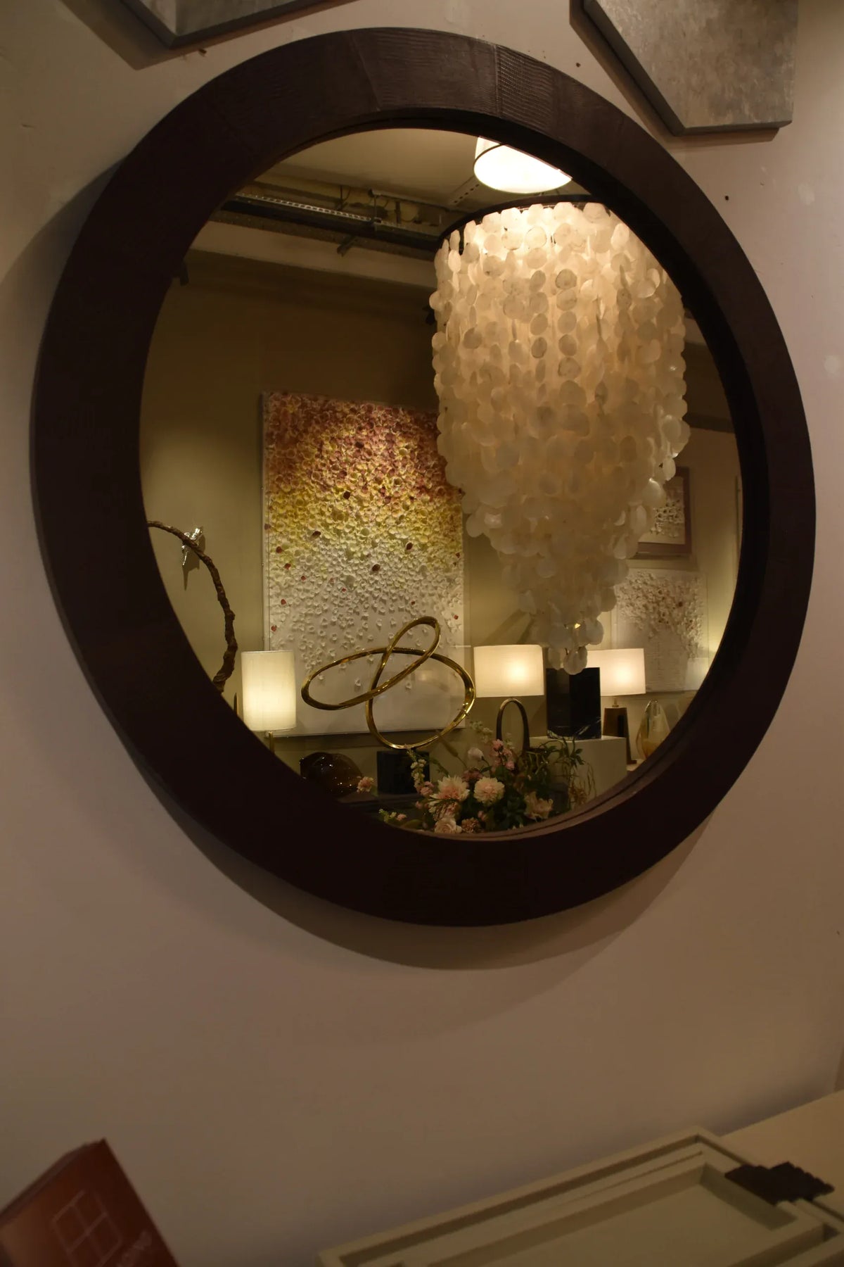 Eccotrading Design London Mirrors Round Mirror Burgundy Leather House of Isabella UK