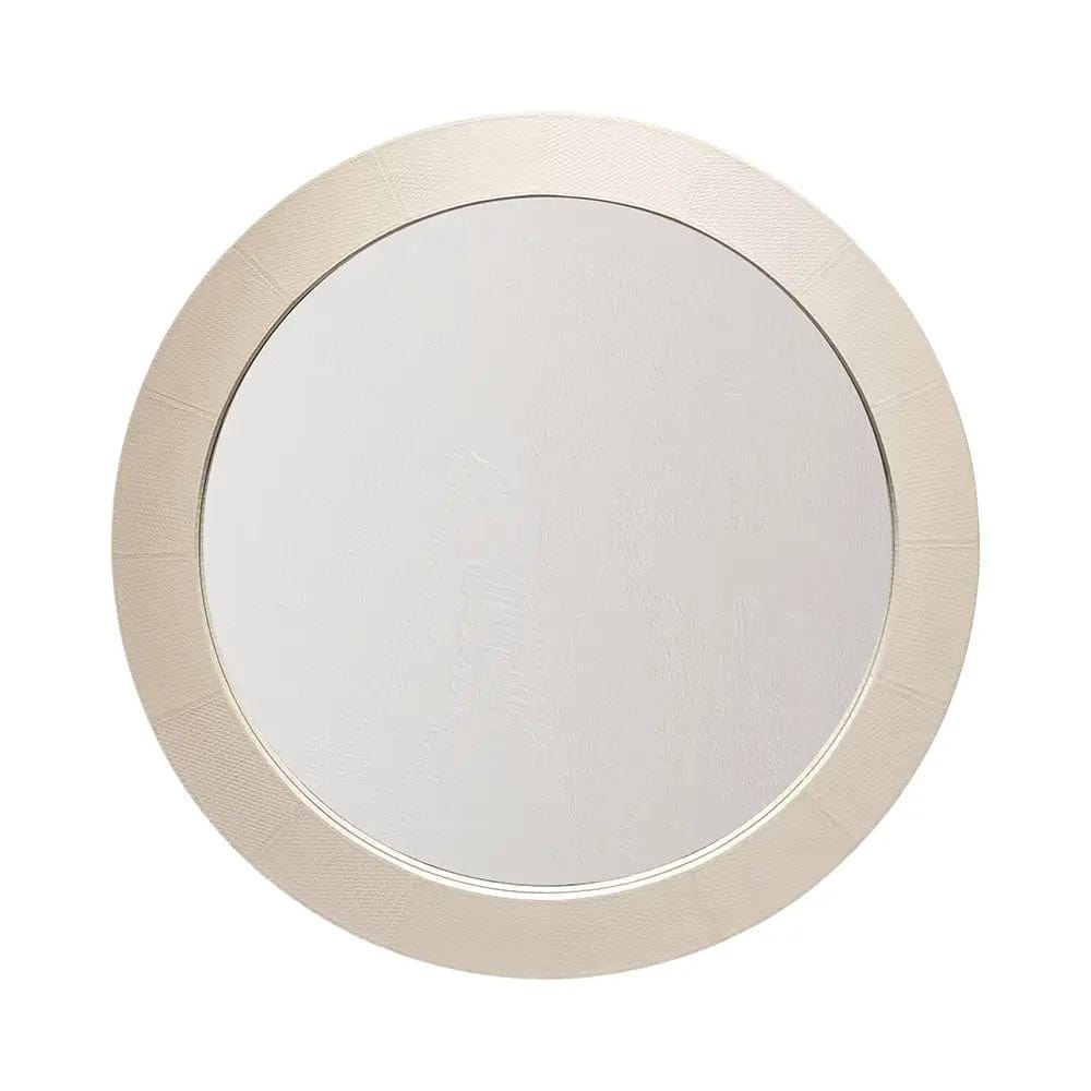 Round Mirror Pumice Woven Leather.