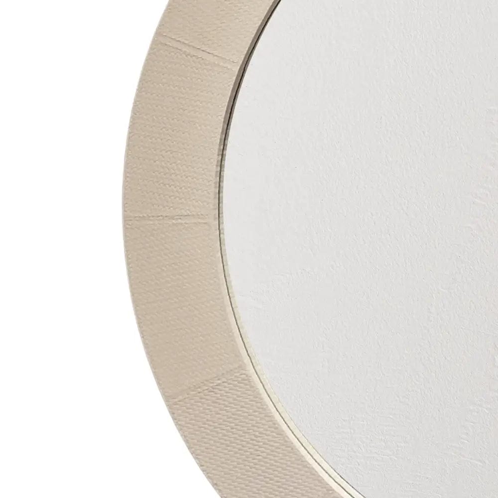 Round Mirror Pumice Woven Leather.