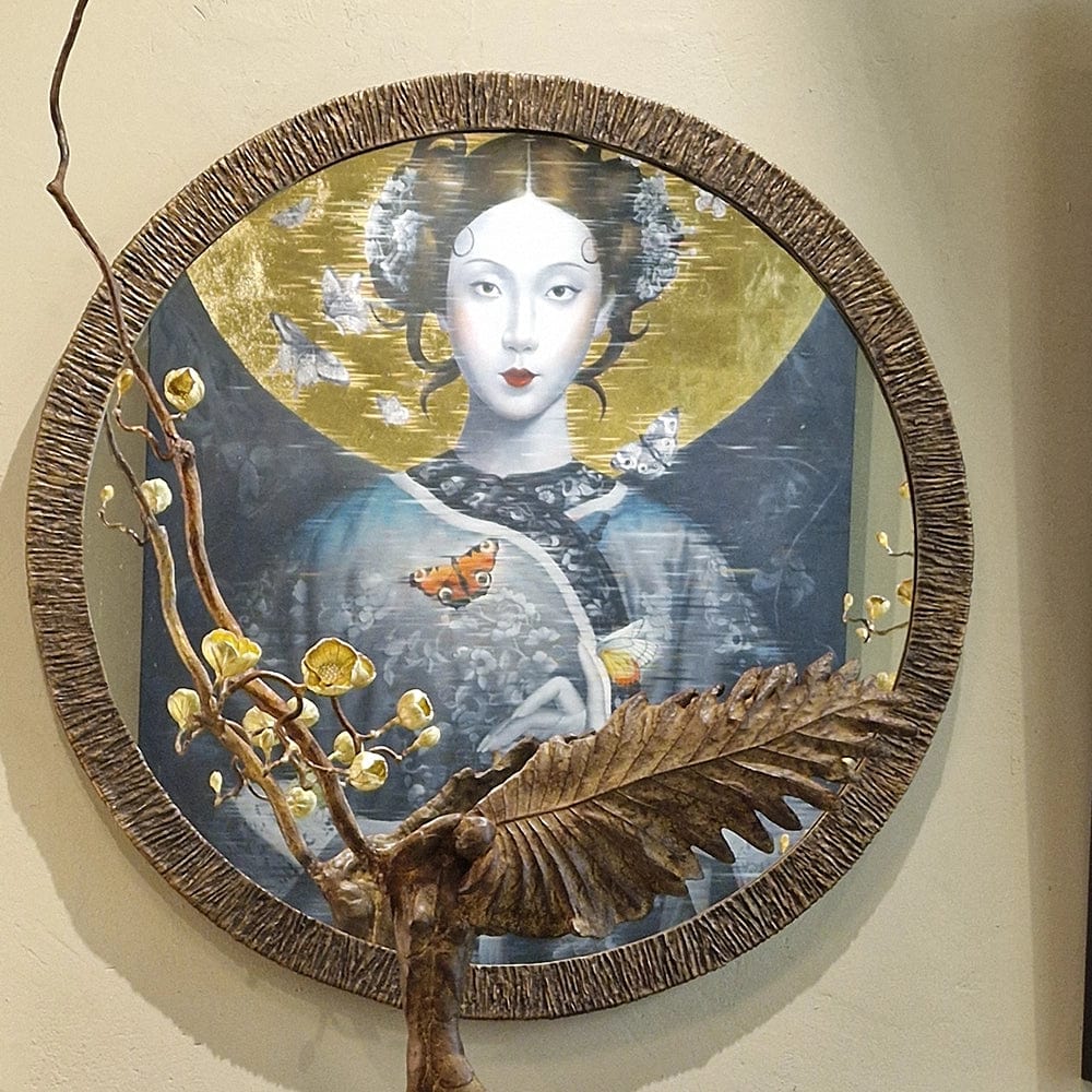 Wode Bronze Dorato Round Mirror.