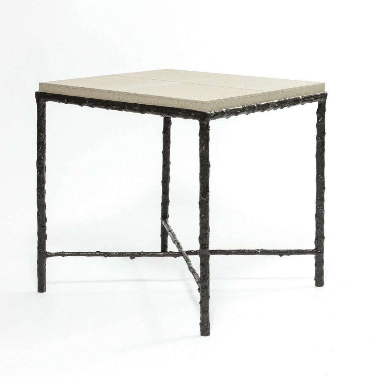 Arun Table Bronze French Grey Leather.