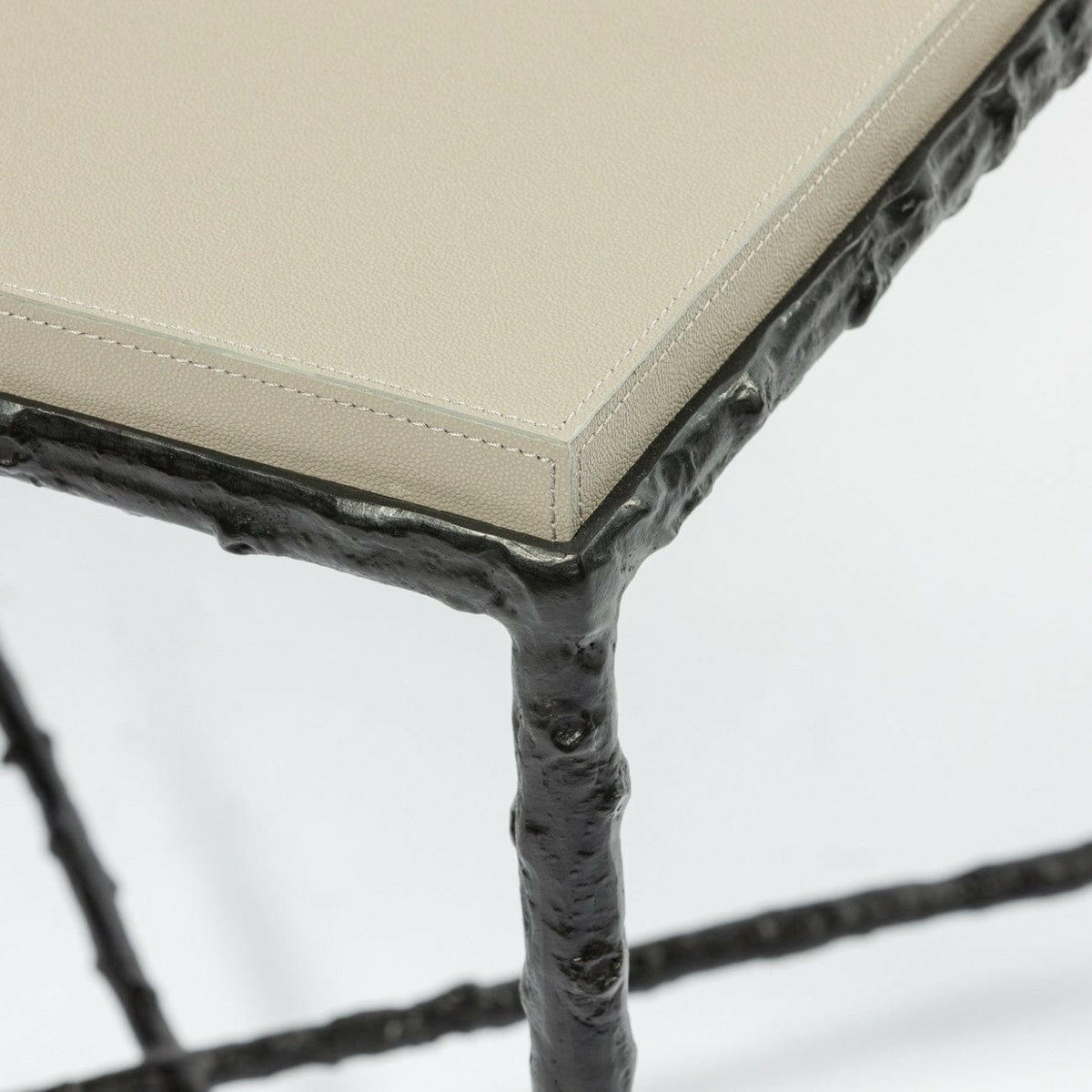 Arun Table Bronze French Grey Leather.
