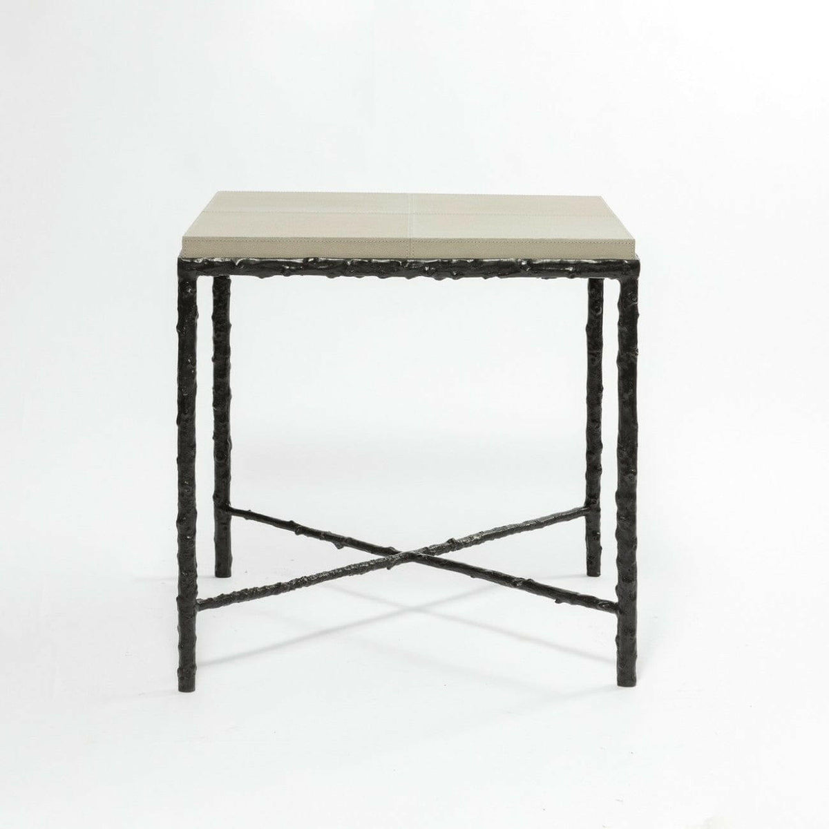 Arun Table Bronze French Grey Leather.