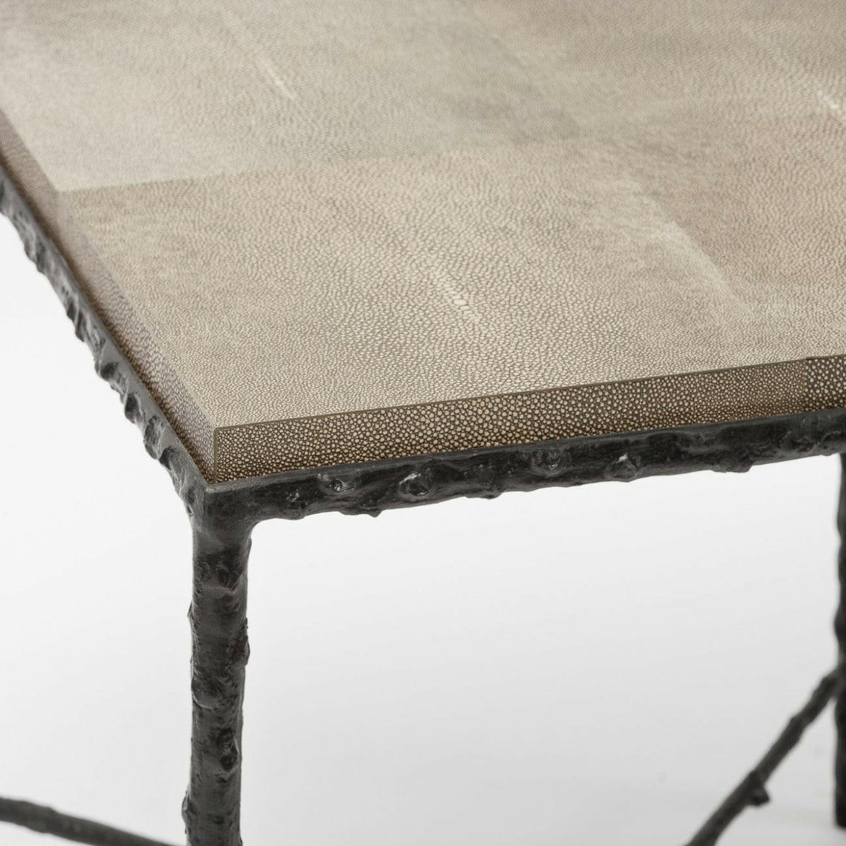 Arun Table Bronze Shimmer Shagreen Leather.