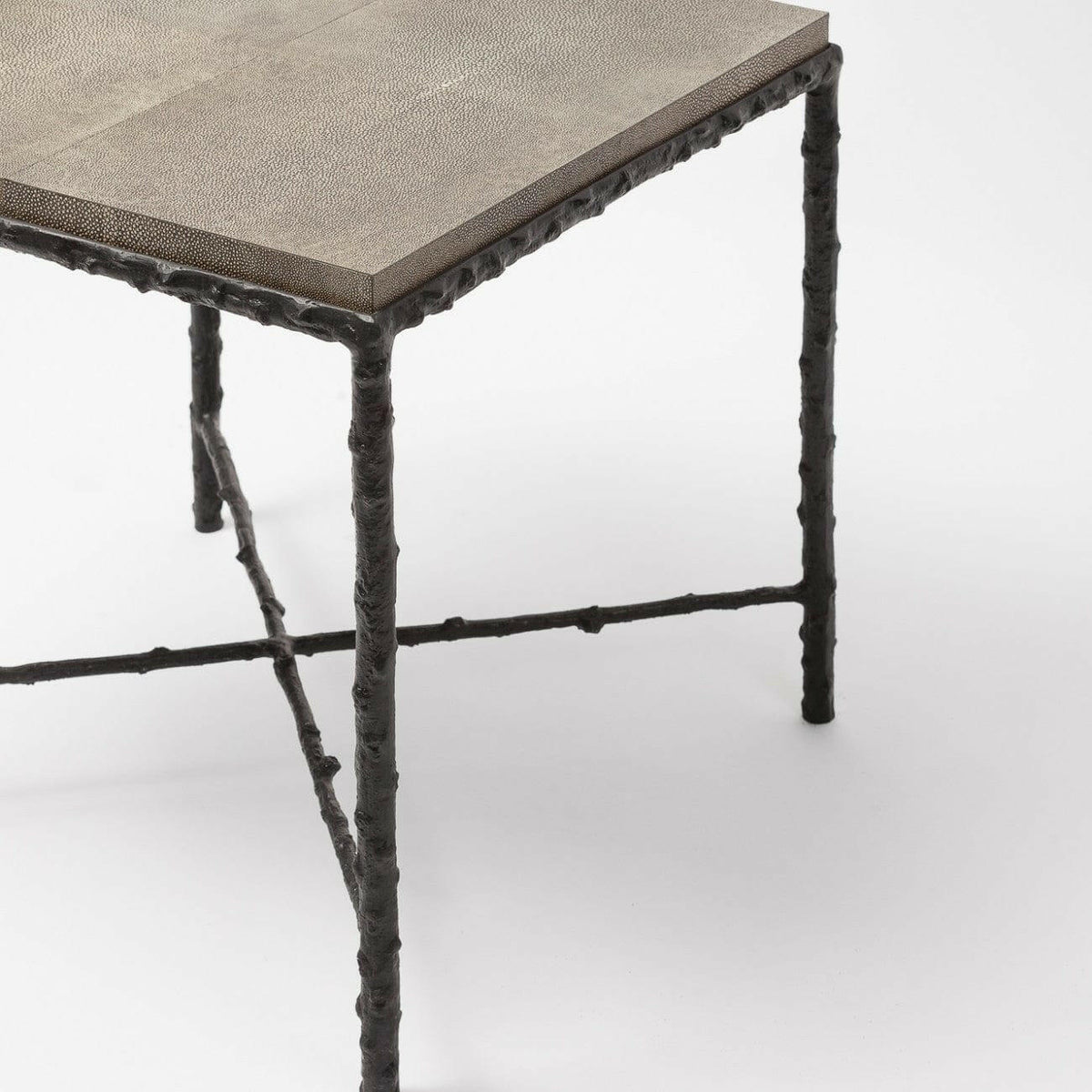 Arun Table Bronze Shimmer Shagreen Leather.