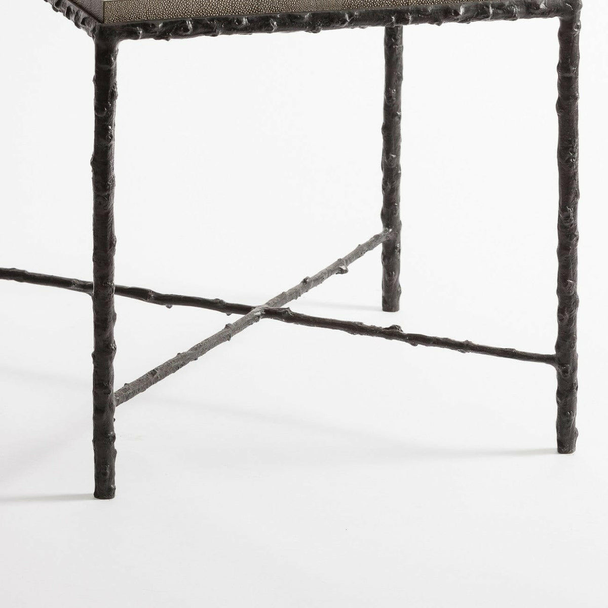 Arun Table Bronze Shimmer Shagreen Leather.