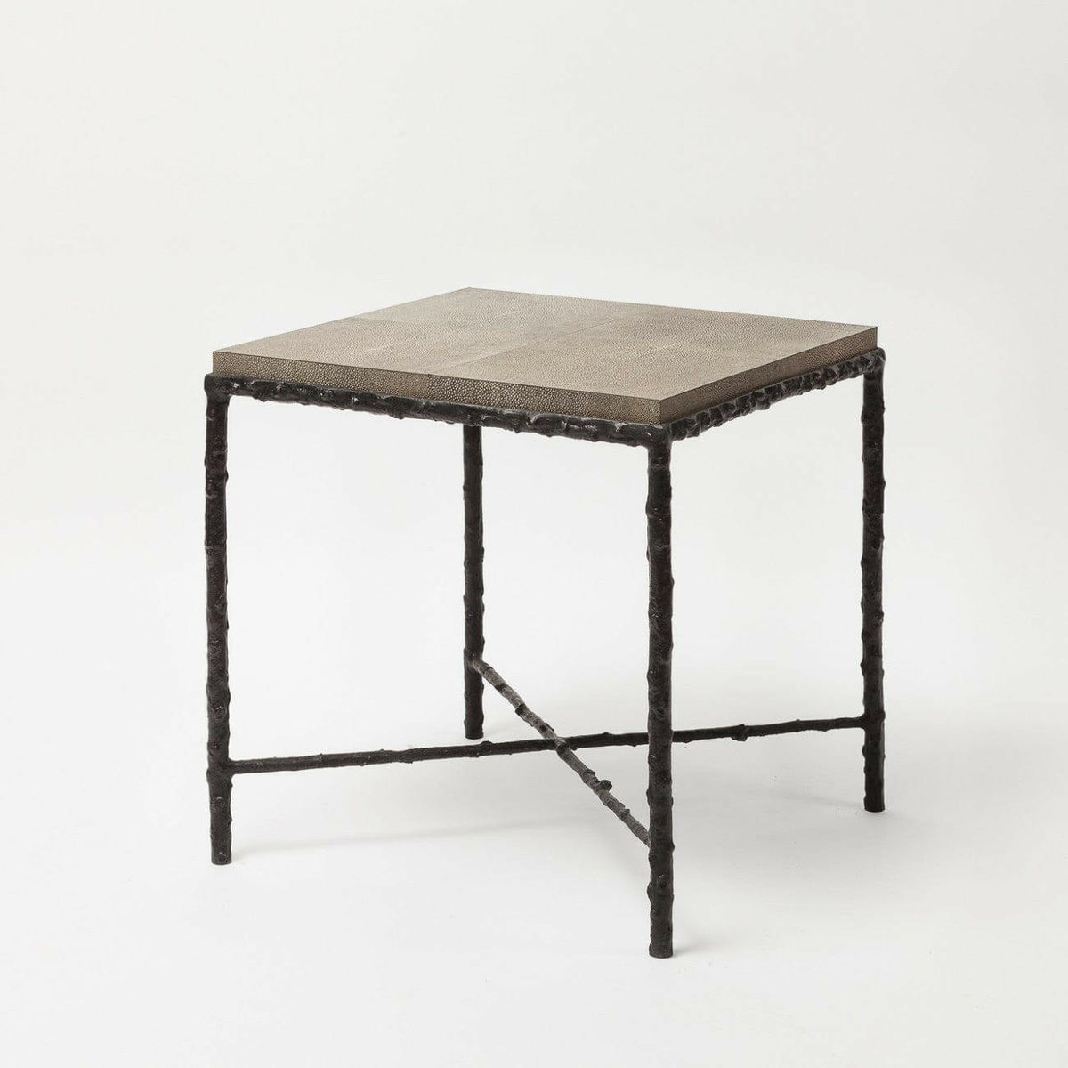 Arun Table Bronze Shimmer Shagreen Leather.