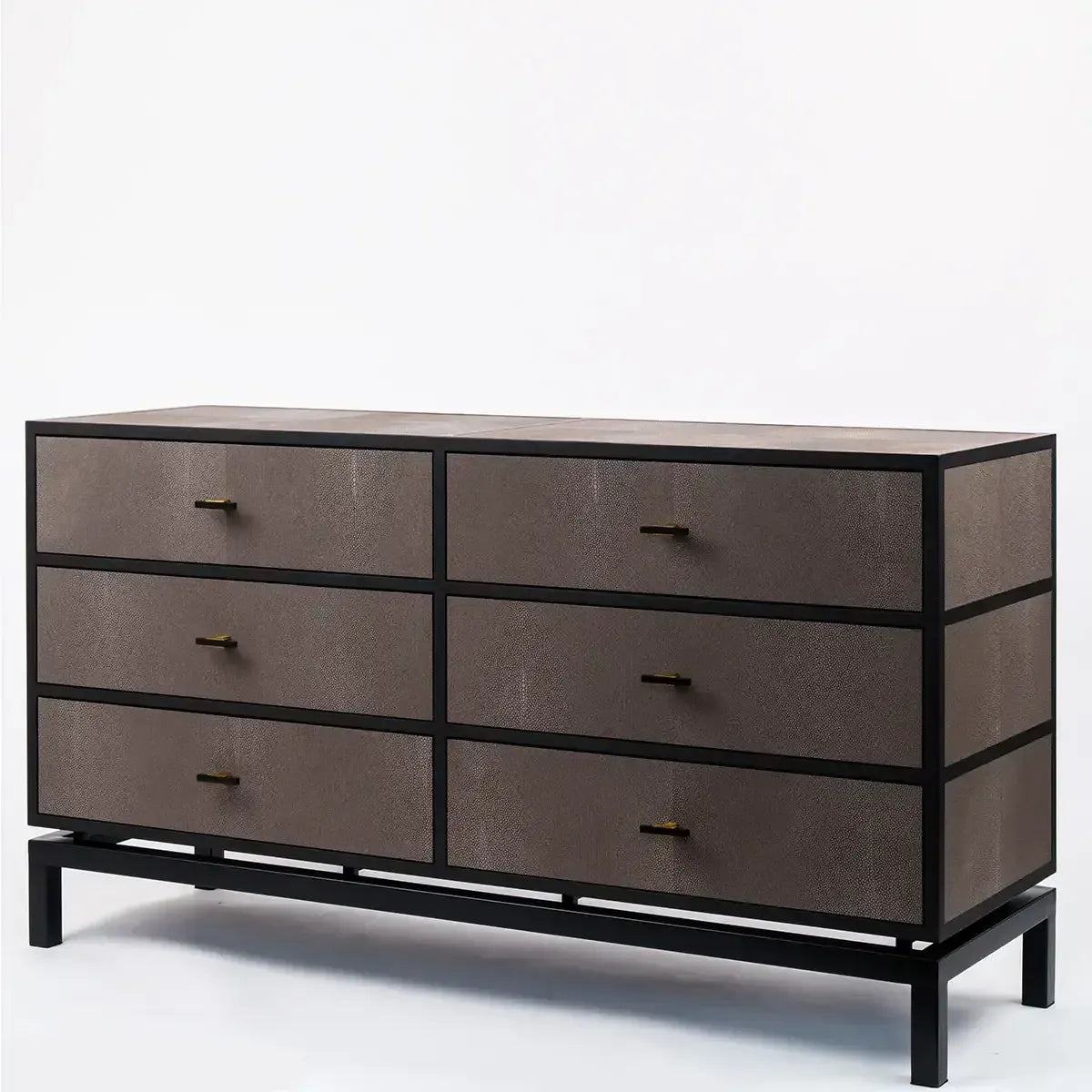 Eccotrading Design London Sleeping Bertie 6 Drawer Chest Grey Shagreen Leather House of Isabella UK