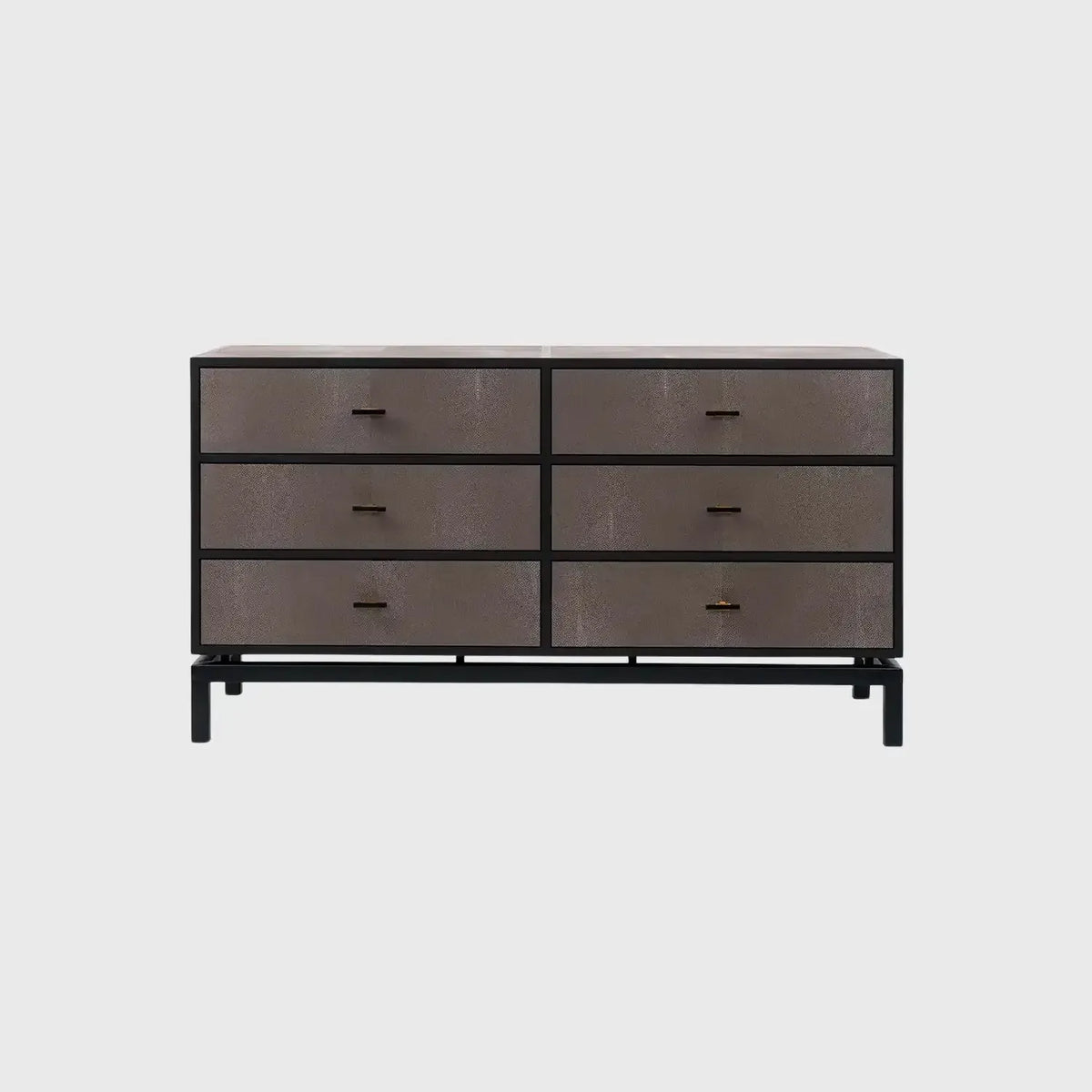 Eccotrading Design London Sleeping Bertie 6 Drawer Chest Grey Shagreen Leather House of Isabella UK