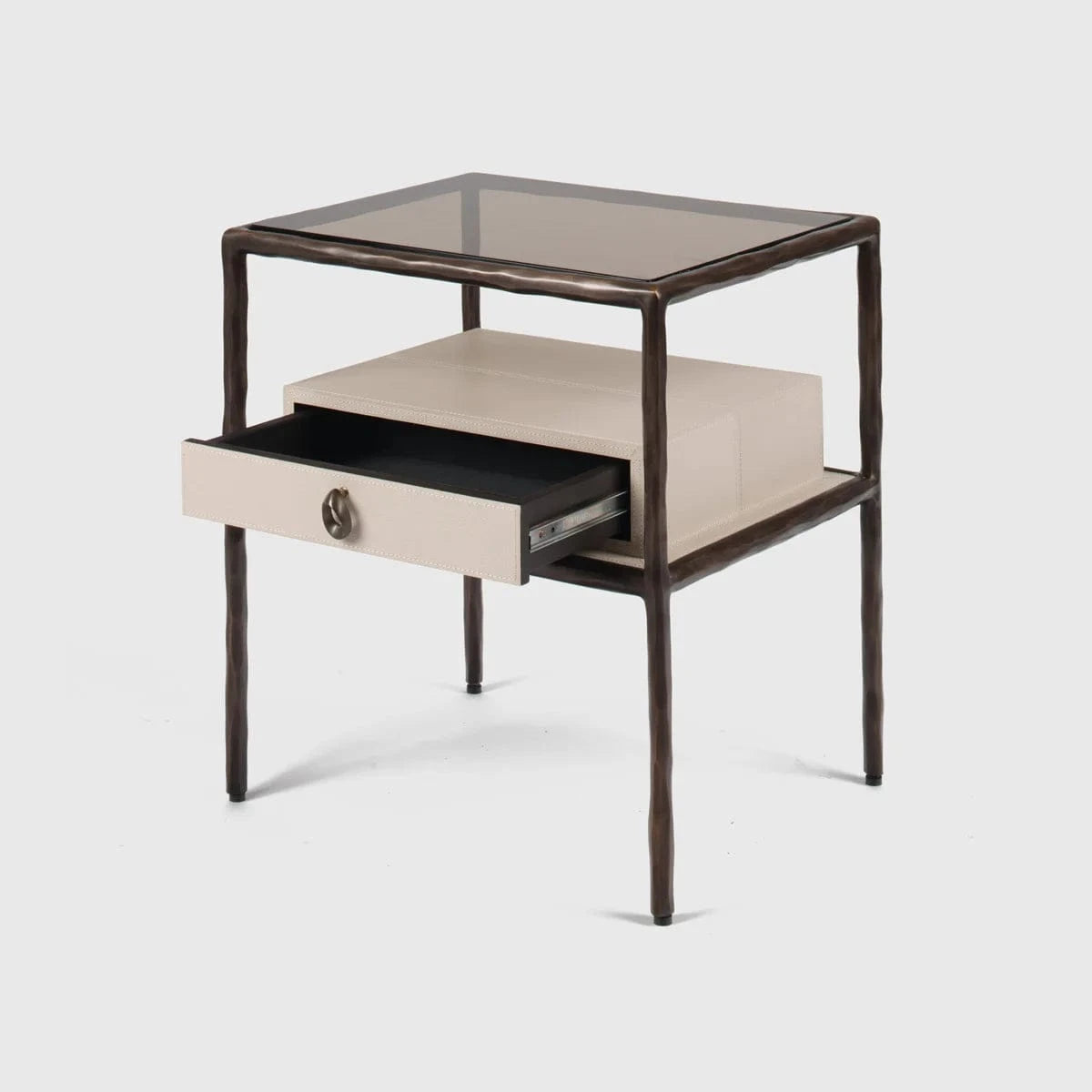 Eccotrading Design London Sleeping Forge Bedside Table Pumice Leather House of Isabella UK