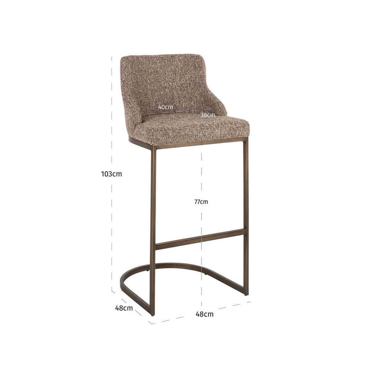 Bar stool Bolton brown tweed (Set of 2)