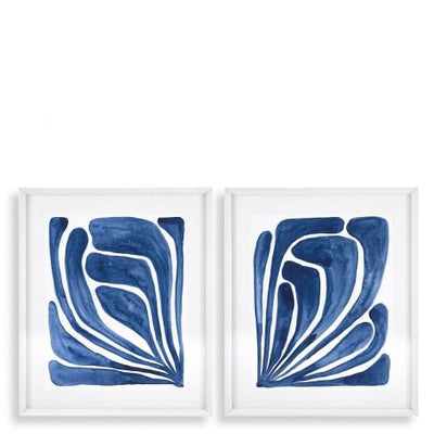 Eichholtz Accessories Print Blue stylized leaf set of 2 House of Isabella UK