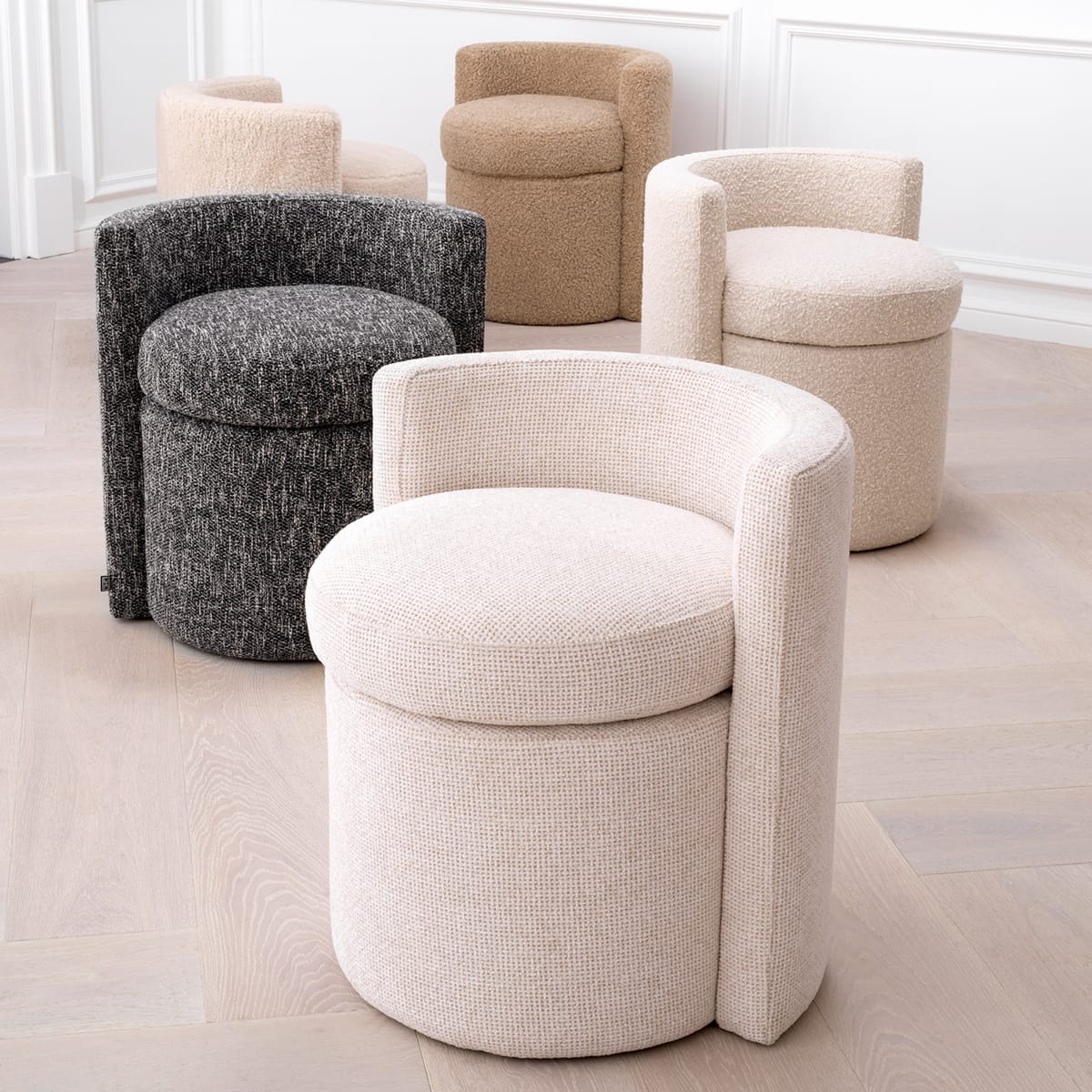 Eichholtz BOUCLE CREAM STOOL ARCADIA House of Isabella UK