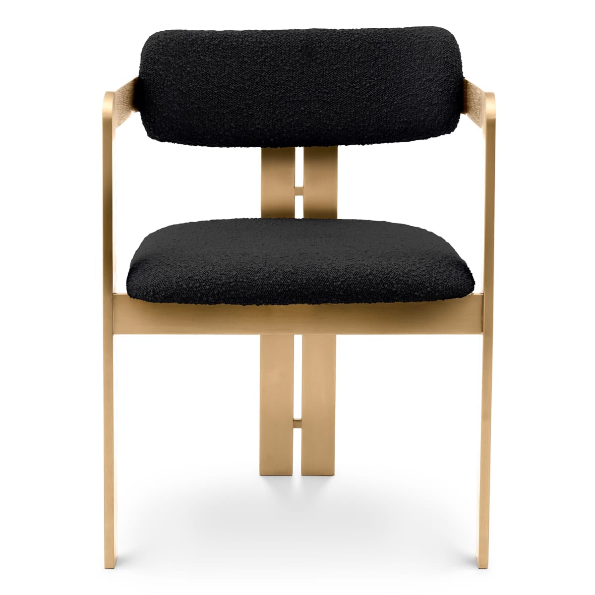 Eichholtz Dining Boucle Black Dining Chair Donato Brushed brass finish House of Isabella UK
