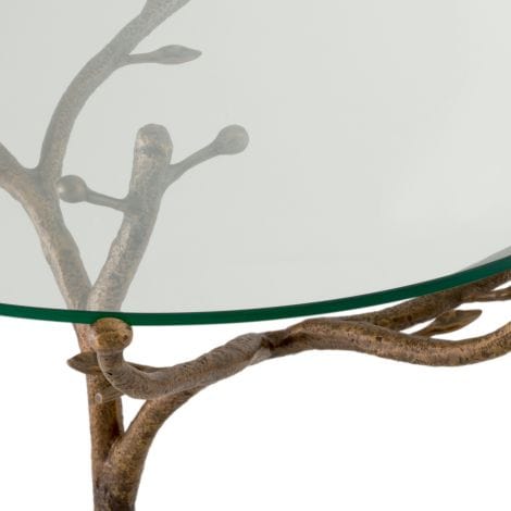 Eichholtz Dining Centre Table Christophe Vintage brass finish | clear glass House of Isabella UK