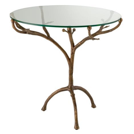 Eichholtz Dining Centre Table Christophe Vintage brass finish | clear glass House of Isabella UK