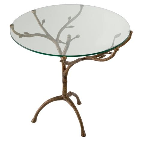 Eichholtz Dining Centre Table Christophe Vintage brass finish | clear glass House of Isabella UK