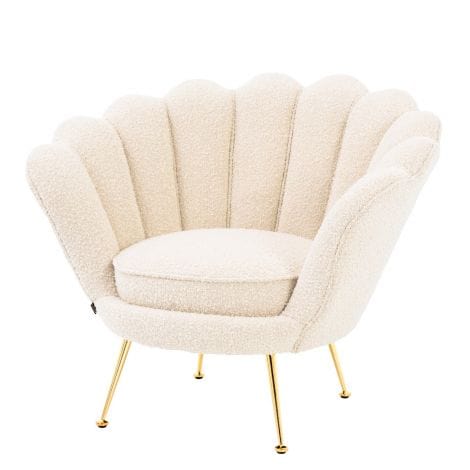 Eichholtz Dining Chair Trapezium Boucle Cream - Brass Legs House of Isabella UK