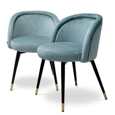 Eichholtz Dining Dining Chair Chloé set of 2 Savona blue velvet | black & brass legs House of Isabella UK