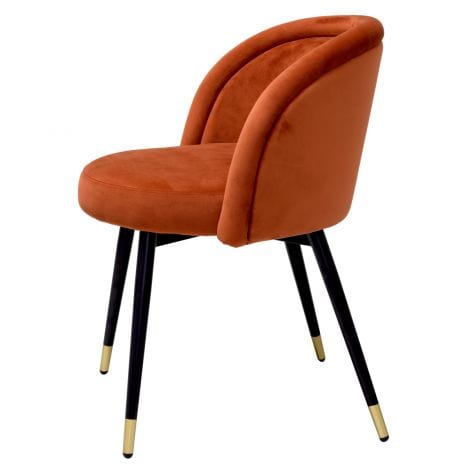Eichholtz Dining Dining Chair Chloé set of 2 Savona orange velvet | black & brass legs House of Isabella UK
