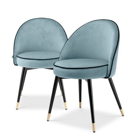 Eichholtz Dining Dining Chair Cooper set of 2 Savona blue velvet House of Isabella UK
