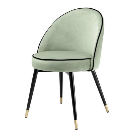 Eichholtz Dining Dining Chair Cooper set of 2 Savona pistache green velvet | roche black piping | black & brass finish legs House of Isabella UK