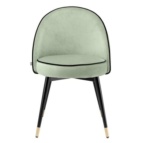 Eichholtz Dining Dining Chair Cooper set of 2 Savona pistache green velvet | roche black piping | black & brass finish legs House of Isabella UK