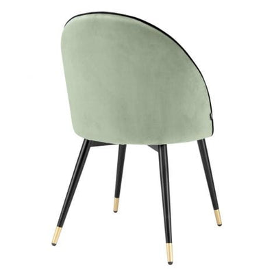 Eichholtz Dining Dining Chair Cooper set of 2 Savona pistache green velvet | roche black piping | black & brass finish legs House of Isabella UK