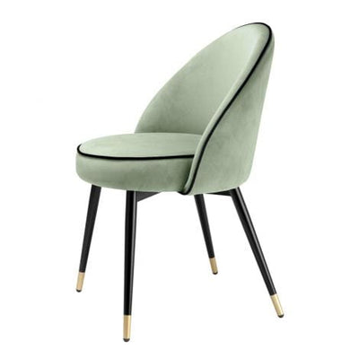 Eichholtz Dining Dining Chair Cooper set of 2 Savona pistache green velvet | roche black piping | black & brass finish legs House of Isabella UK