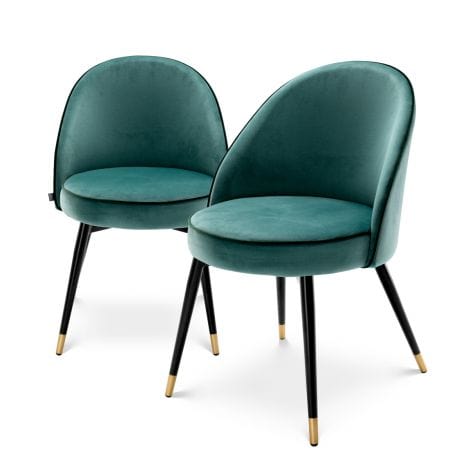 Eichholtz Dining Dining Chair Cooper set of 2 Turquoise Velvet House of Isabella UK