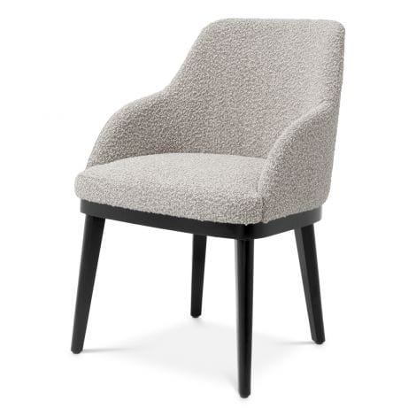 Eichholtz Dining Dining Chair Costa with arm Bouclé grey | black legs House of Isabella UK
