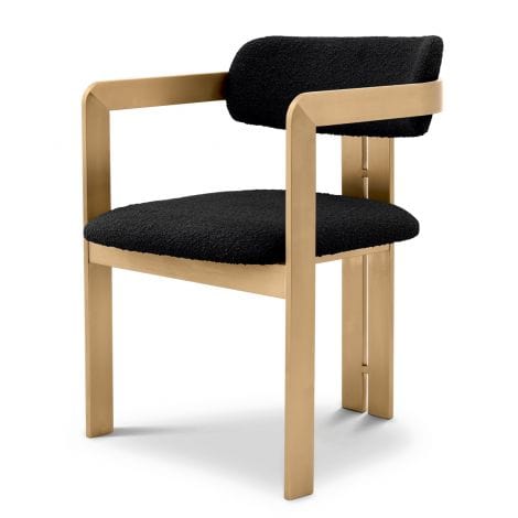 Eichholtz Dining Dining Chair Donato Brushed brass finish | bouclé black House of Isabella UK