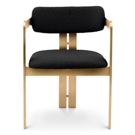 Eichholtz Dining Dining Chair Donato Brushed brass finish | bouclé black House of Isabella UK