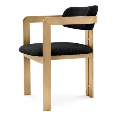 Eichholtz Dining Dining Chair Donato Brushed brass finish | bouclé black House of Isabella UK