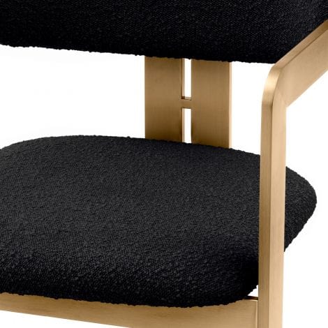 Eichholtz Dining Dining Chair Donato Brushed brass finish | bouclé black House of Isabella UK