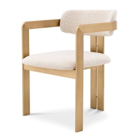 Eichholtz Dining Dining Chair Donato Brushed brass finish | bouclé cream House of Isabella UK