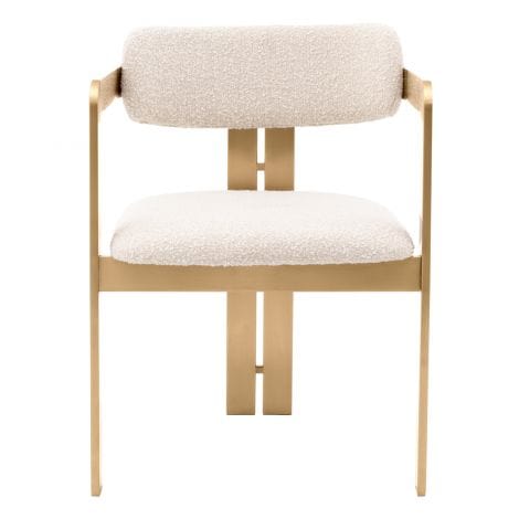 Eichholtz Dining Dining Chair Donato Brushed brass finish | bouclé cream House of Isabella UK