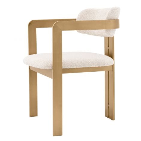 Eichholtz Dining Dining Chair Donato Brushed brass finish | bouclé cream House of Isabella UK