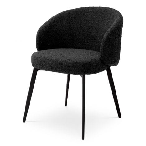Eichholtz Dining Dining Chair Lloyd with arm set of 2 Bouclé black | black finish legs House of Isabella UK