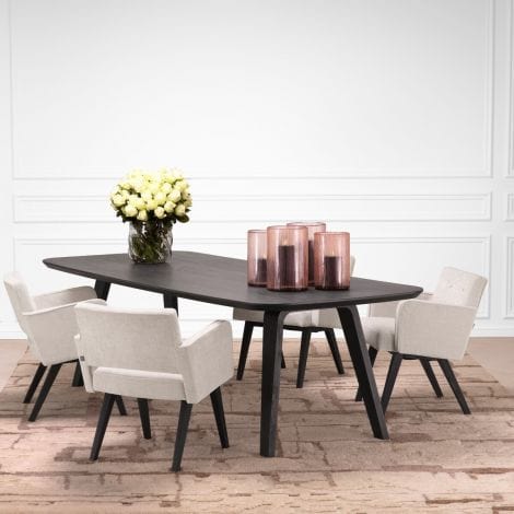 Eichholtz Dining Dining Chair Locarno Sisley beige | black finish legs House of Isabella UK