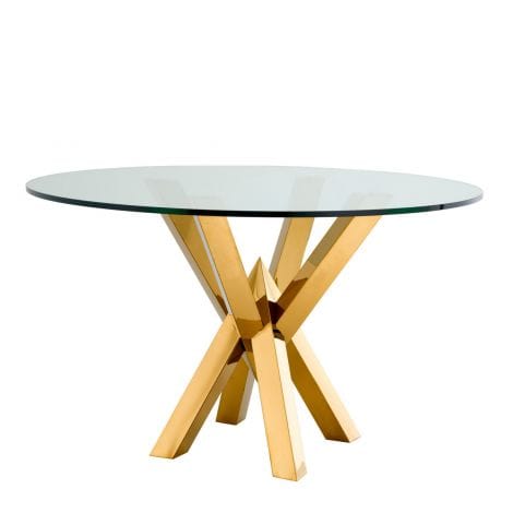 Eichholtz Dining Dining Table Triumph Gold finish | clear glass House of Isabella UK