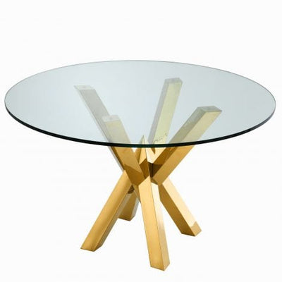 Eichholtz Dining Dining Table Triumph Gold finish | clear glass House of Isabella UK