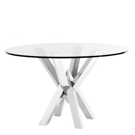 Eichholtz Dining Dining Table Triumph Polished stainless steel | clear glass House of Isabella UK