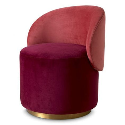 Eichholtz Dining Low Dining Chair Greer Savona bordeaux red velvet | savona faded red velvet | brushed brass swivel base House of Isabella UK